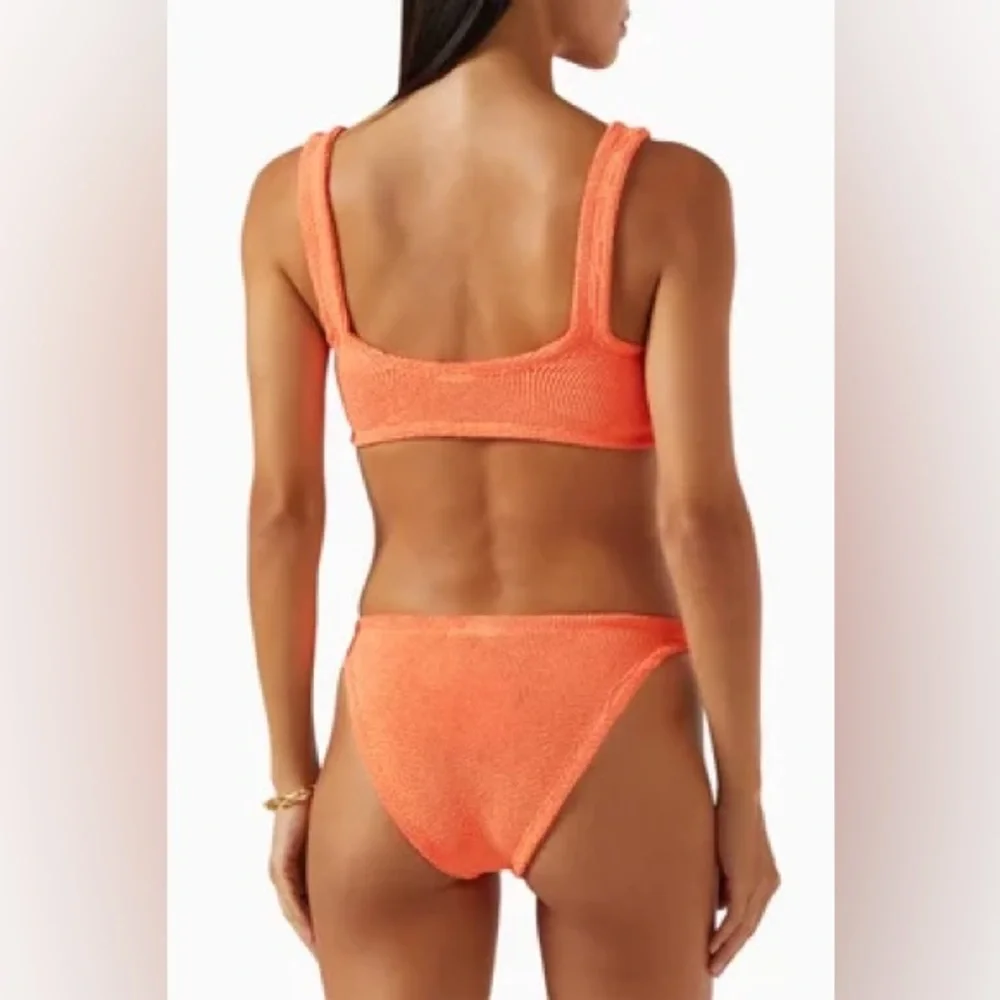 Hunza G Xandra Orange Bikini Set Swimsuit Crinkle Swimwear Revolve Harrods